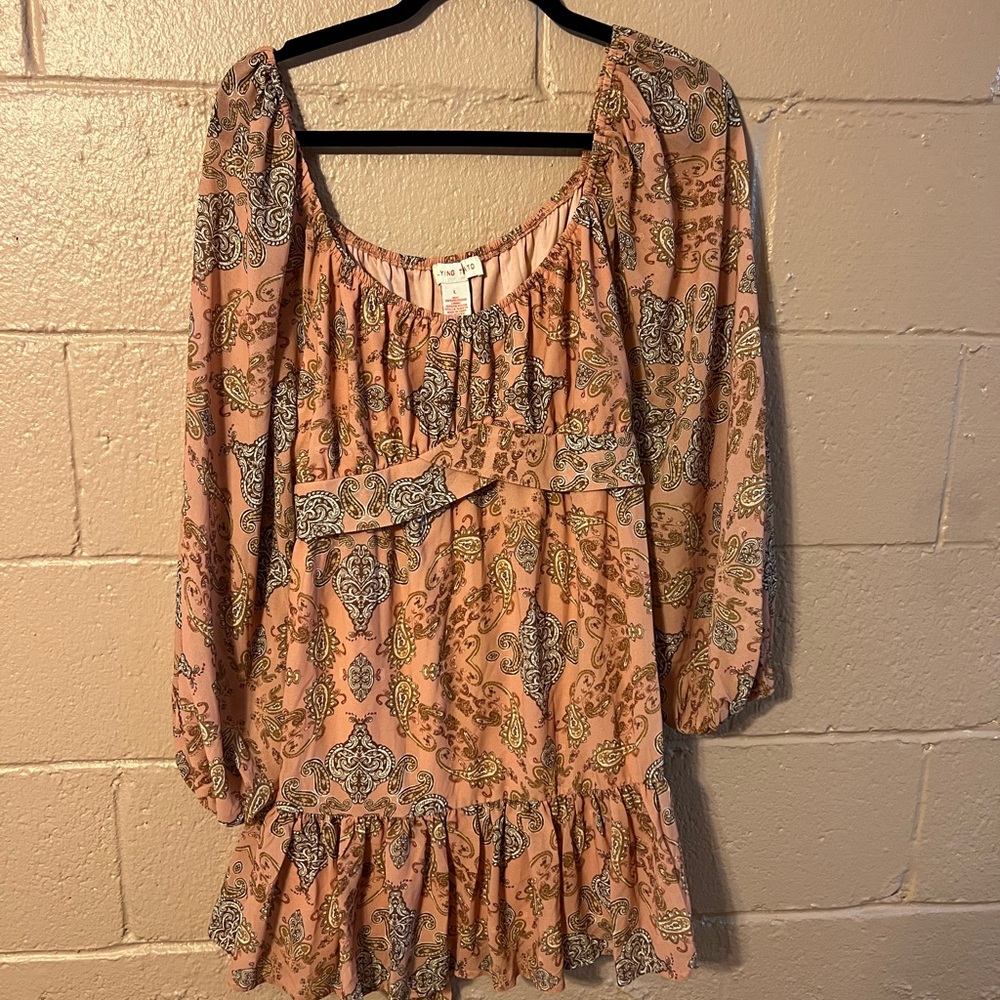 Floral Patterned Peasant Dress